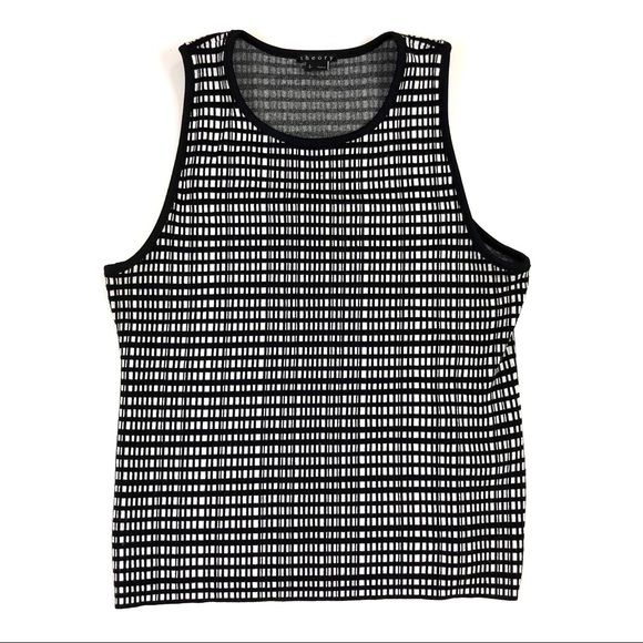 THEORY Aviela Prosecco Black White Knit Tank Top - Picture 1 of 3